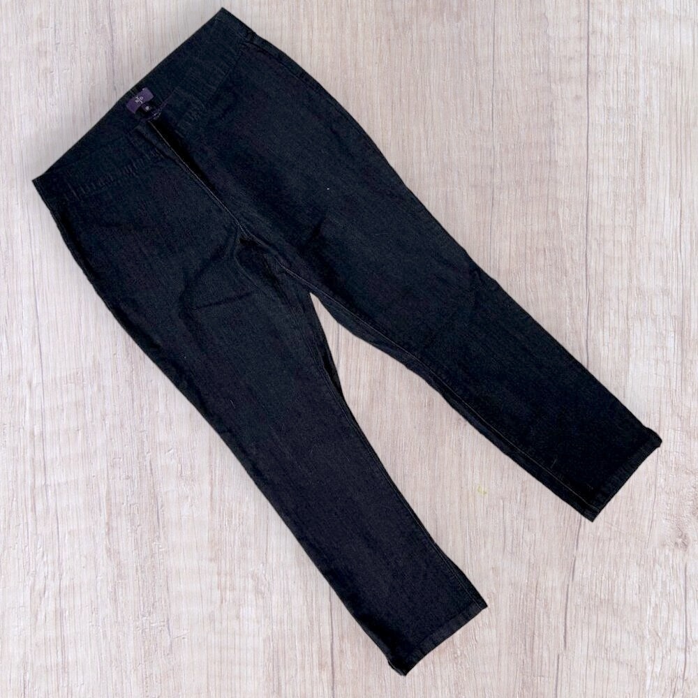 NYDJ Alina Dark Wash Denim Pull On Mid Rise Lift Tuck Ankle Skinny Jeans 8P 8 P